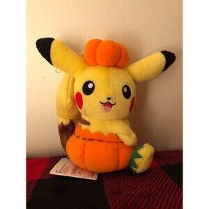 Banpresto Pokemon Halloween Pikachu Pumpkin 2018 Toreba Prize Plush 6.5" NWT